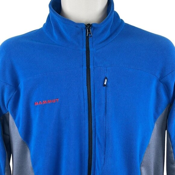 Mammut Full Zip Jacket Sweater Blue XL thumbholes gorpcore sweatshirt mock neck - Picture 6 of 14